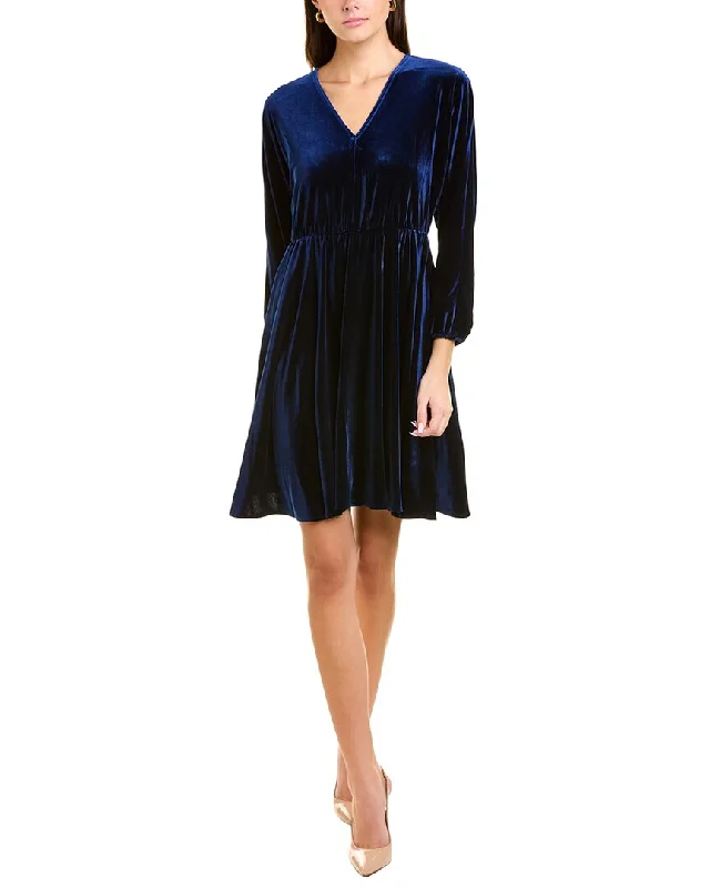 London Times V-Neck Velvet Mini Dress