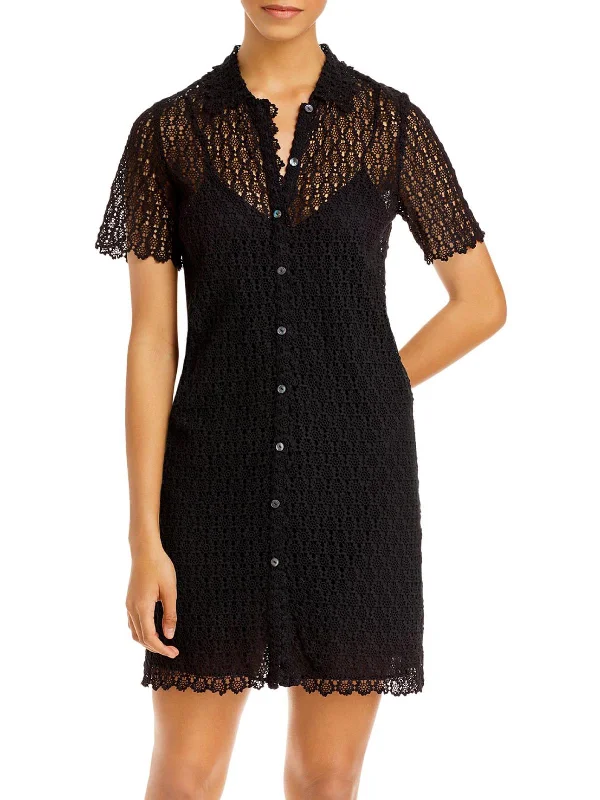 Pina Womens Lace Mini Shirtdress