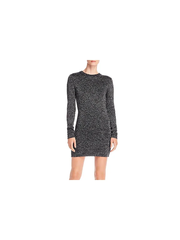 Lurex Womens Metallic Mini Sweaterdress