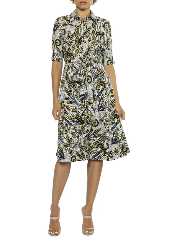 Womens Floral A-Line Fit & Flare Dress