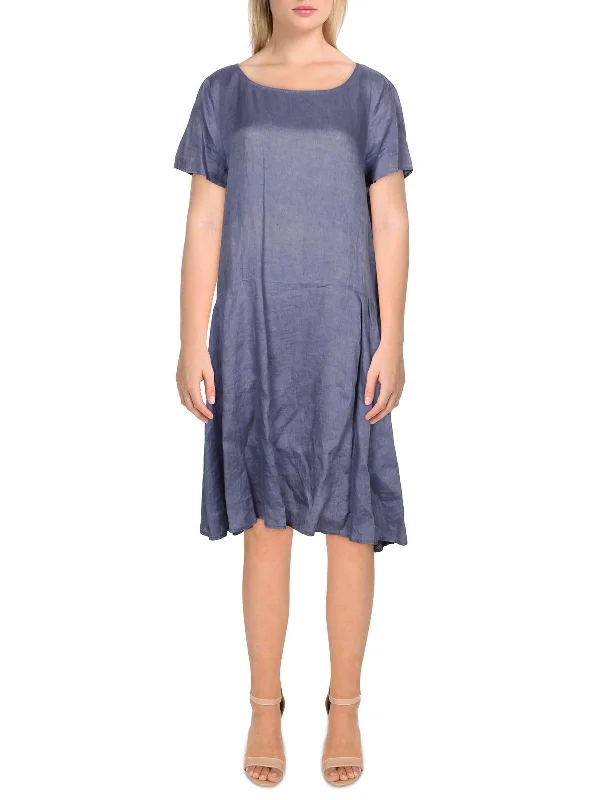 Womens Mandarin Collar Mini Shirtdress