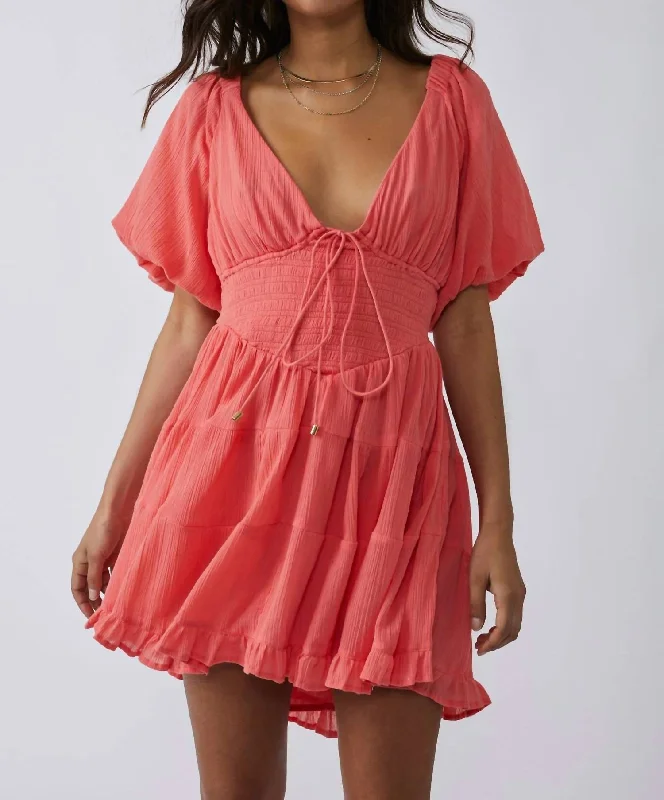 Perfect Day Mini Dress In Coral