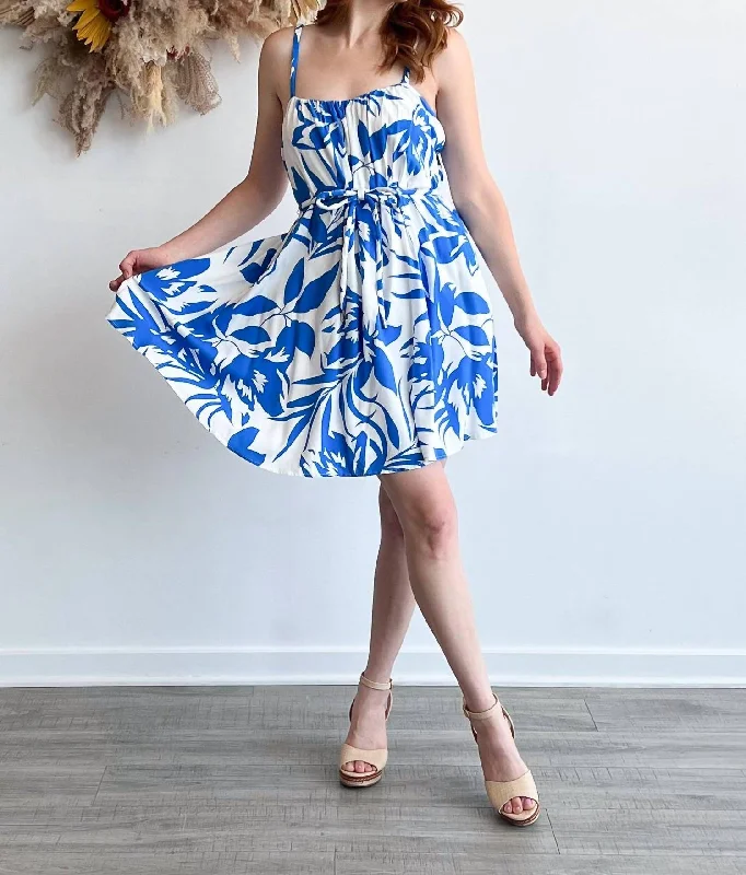 Raven Mini Dress In White/blue