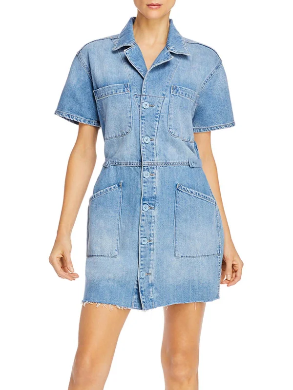 Clara Field Womens Short Sleeves Mini Shirtdress