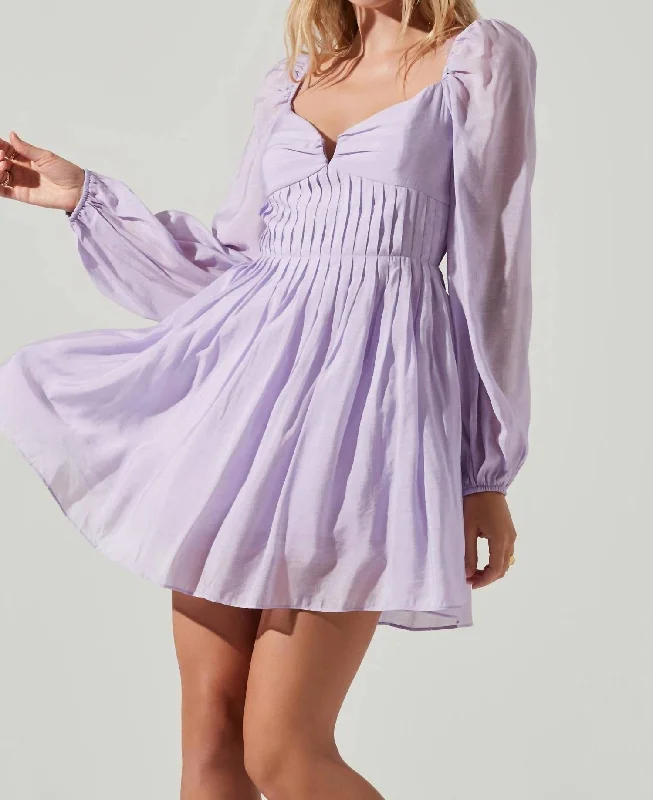 Carina Open Back Mini Dress In Lavender