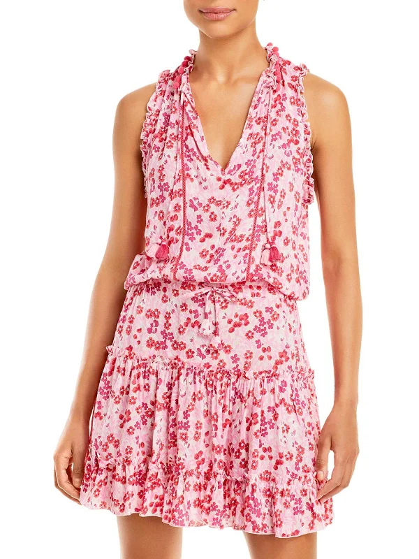 Womens Printed Sleeveless Mini Dress