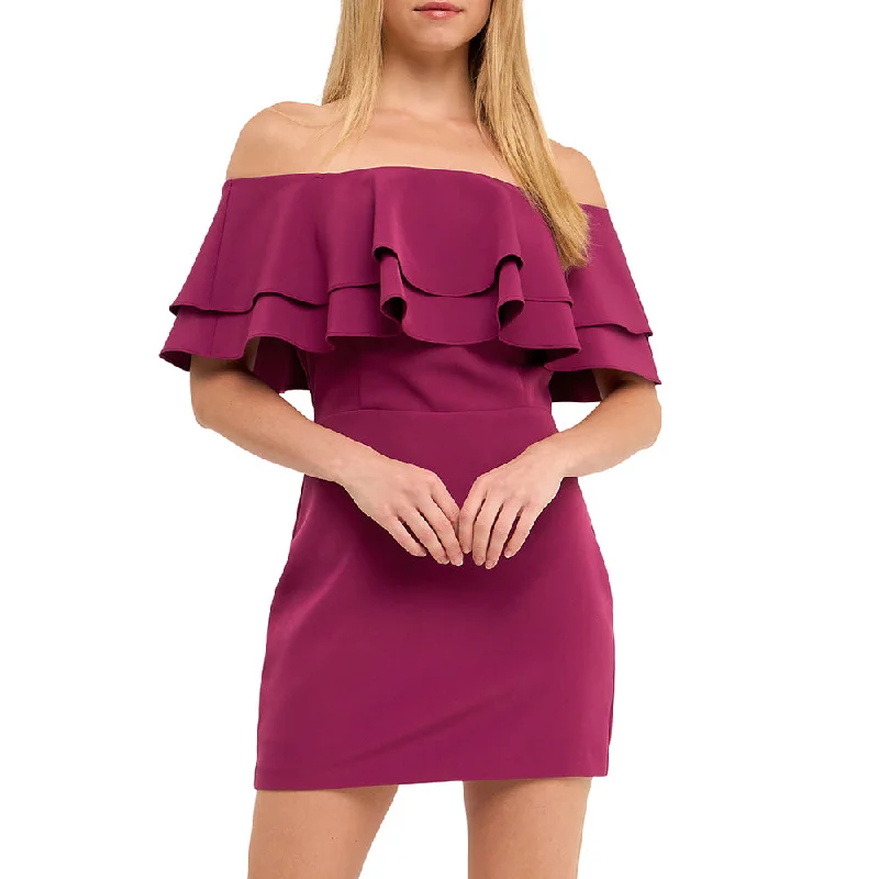 Ruffled Off Shoulder Mini Dress