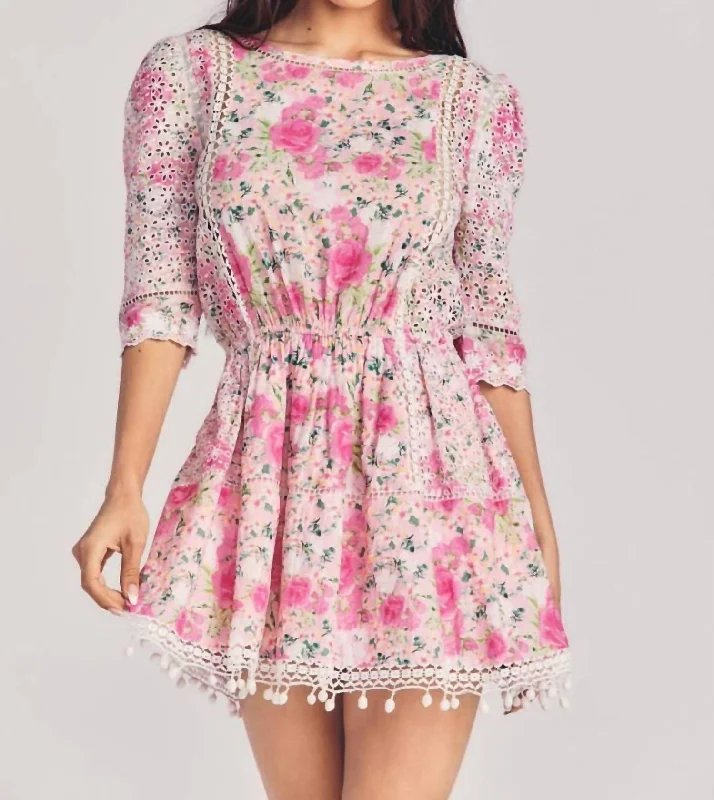 Novalie Mini Dress in Magenta Flower Fields