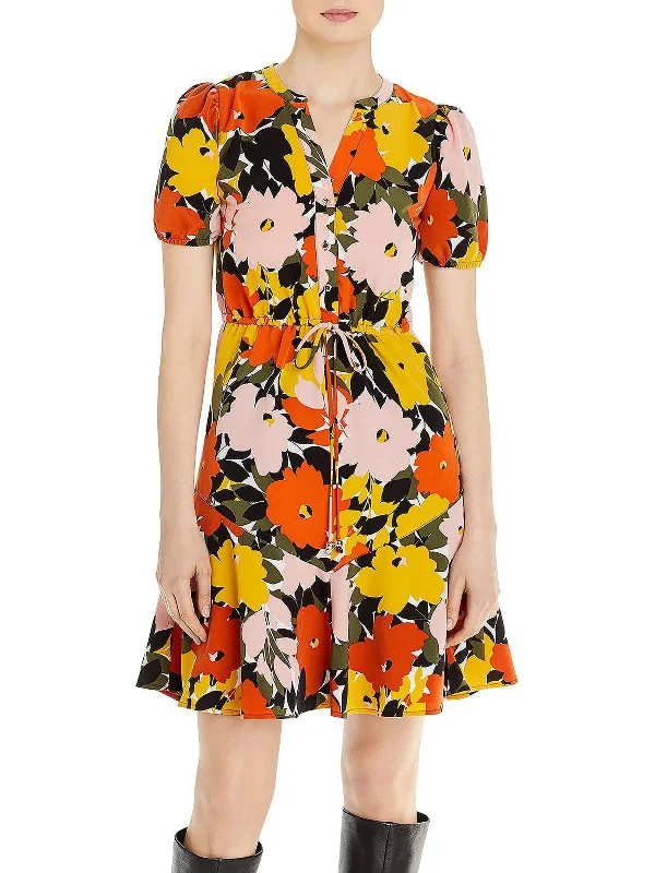 Womens Printed Short Sleeves Fit & Flare Dress