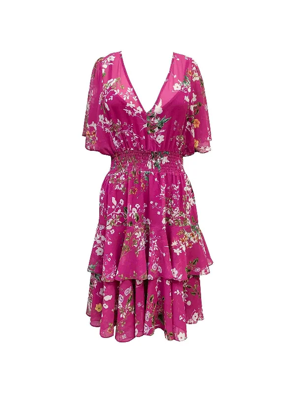 Womens Floral Blouson Fit & Flare Dress