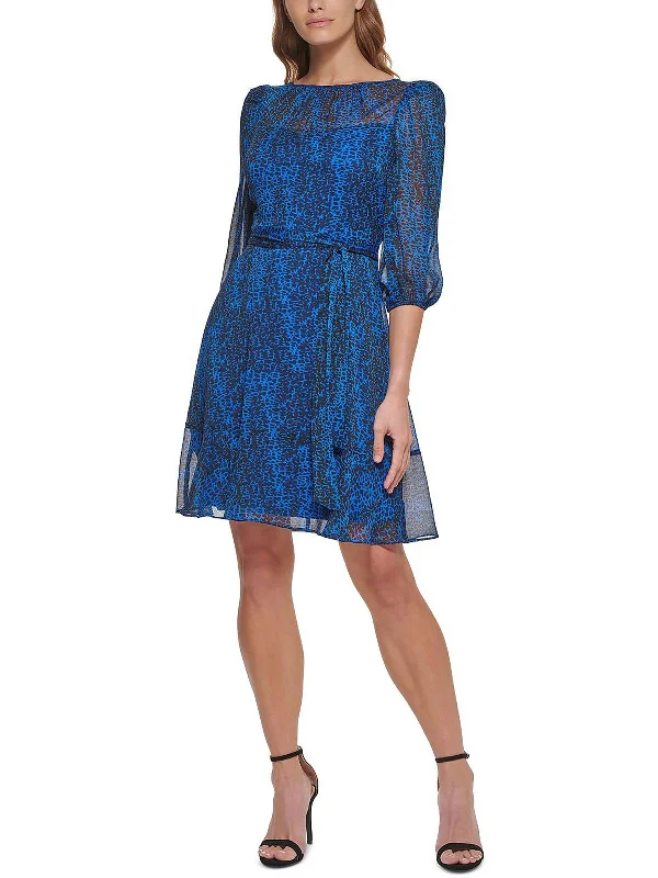 Womens Printed Knee Length Fit & Flare Dress