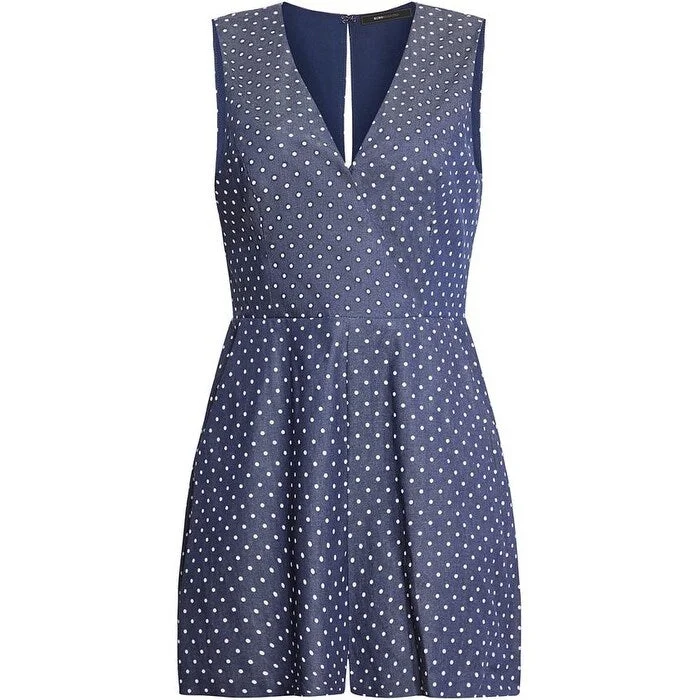 Bcbgmaxazria Women's Polka Dot Keyhole Romper Blue Size 4