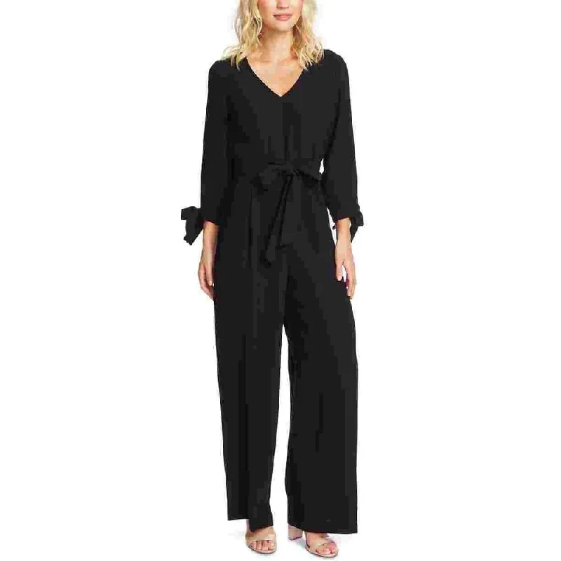 CeCe Women's 3/4 Sleeve Moss Crepe Tie Sleeve Jumpsuit Black Size 6