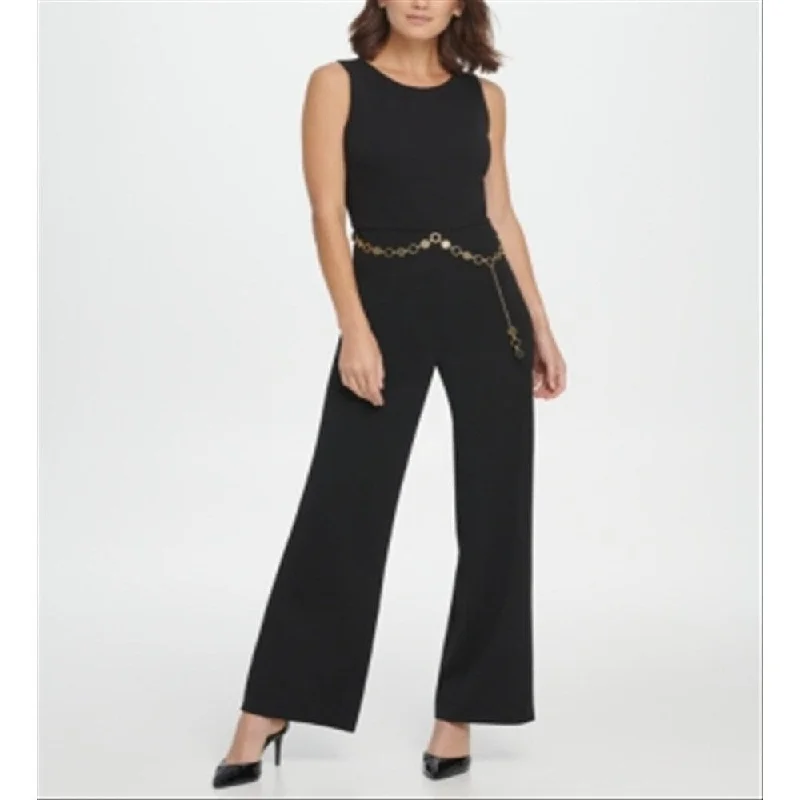 Dkny Women's Link Belt Jumpsuit Black Size 8