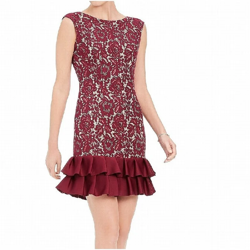 Donna Ricco Women's Sleeveless Lace Dress Wine Size 16