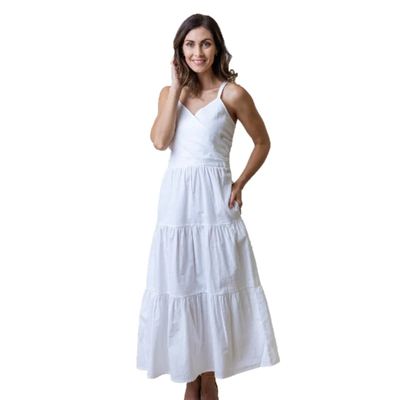 Hope & Henry Women's Tiered Wrap Dress White Size 8