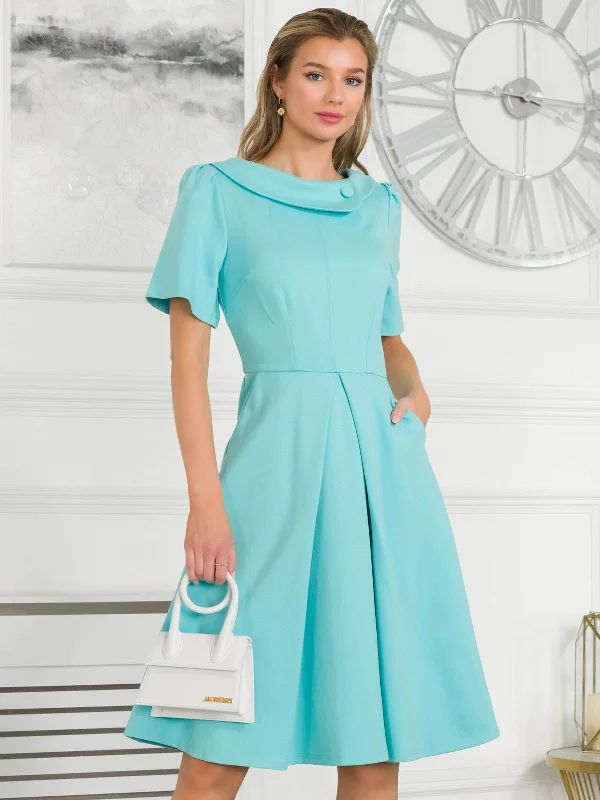 Jolie Moi Valencia Flared Dress, Baby Blue