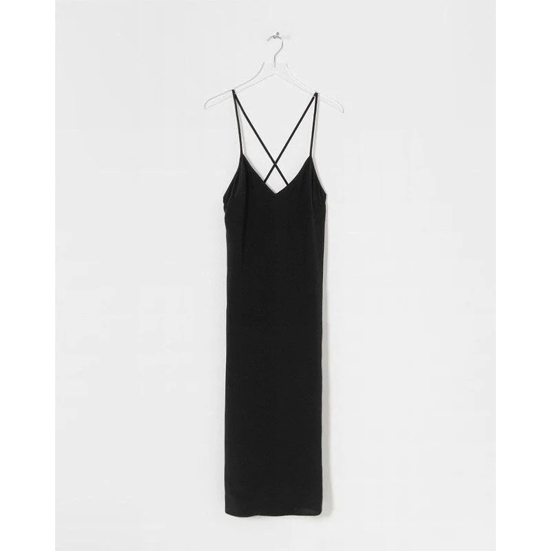 Le Merceau Women's V-Neck Silk Slip Dress Black Size Extra Small - X-Small