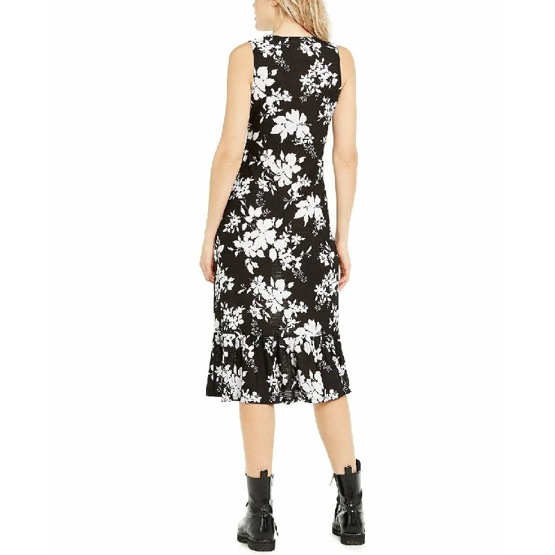 Michael Kors Floral-Print Dress Black Size XX-Large - 2XL