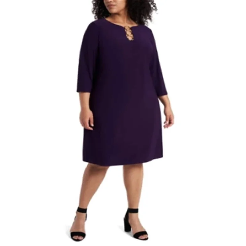 MSK Women's Three Ring Dress Purple Size 3X