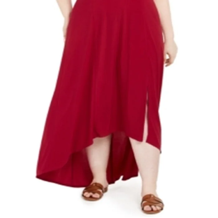 Ny Collection Women's Plus High Low Hem Grommet Dress Red Size 2X