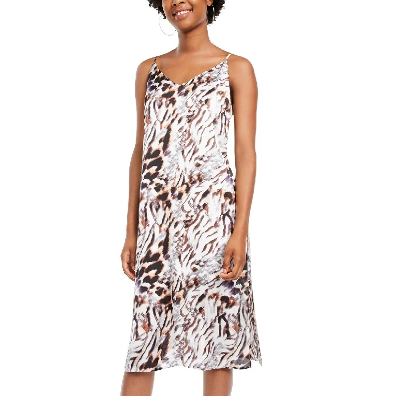 One Clothing Juniors' Animal-Print Slip Dress White Size Small