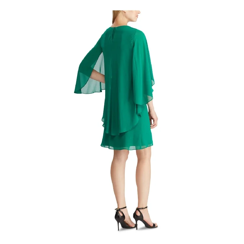 Ralph Lauren Women's Layered Georgette Dress Green Size 2