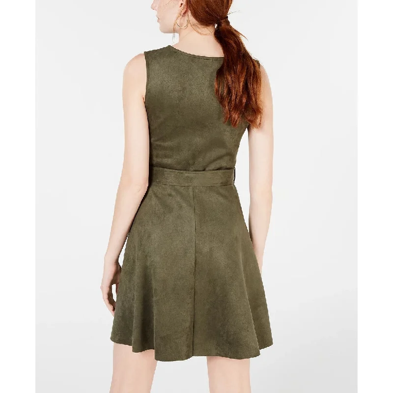 Rosie Harlow Junior's Microsuede Dress Green Size X-Small