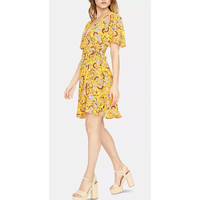 Sanctuary Women's Sassy Floral Ruffled Wrap Dress Yellow Size 6