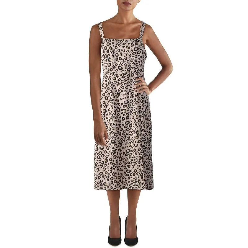 Sanctuary Women's Sheath Dress Multi Animal Print Split-Hem 10 Brown Size 10