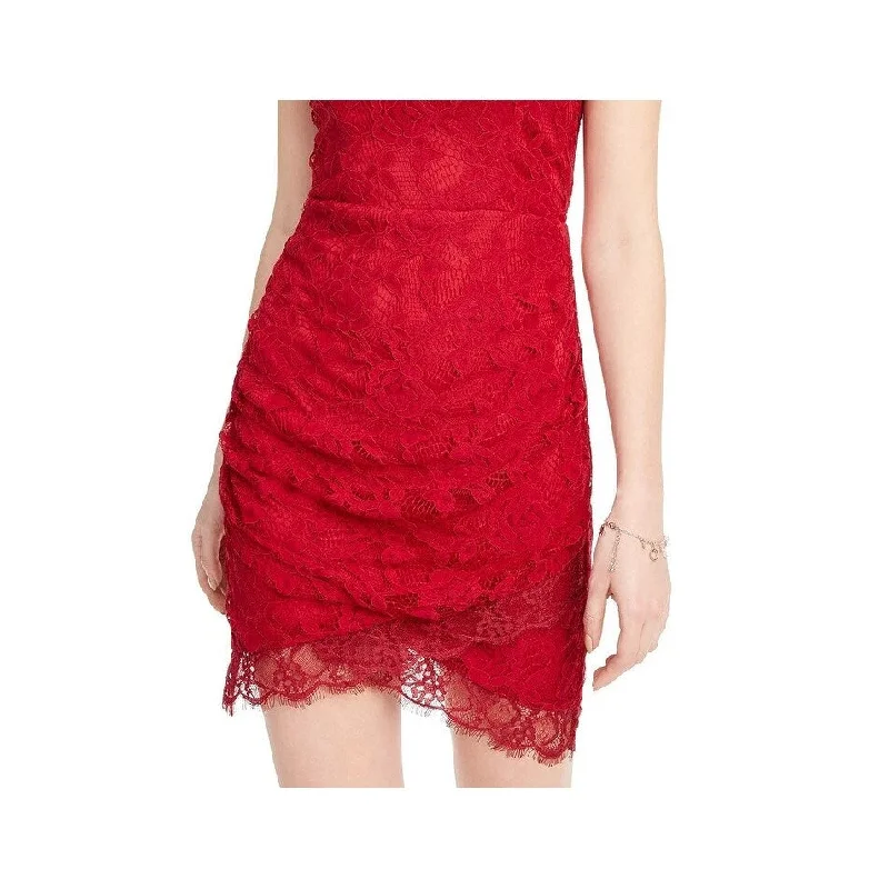 Speechless Juniors' Lace Halter Wrap Skirt Dress Red Size Small