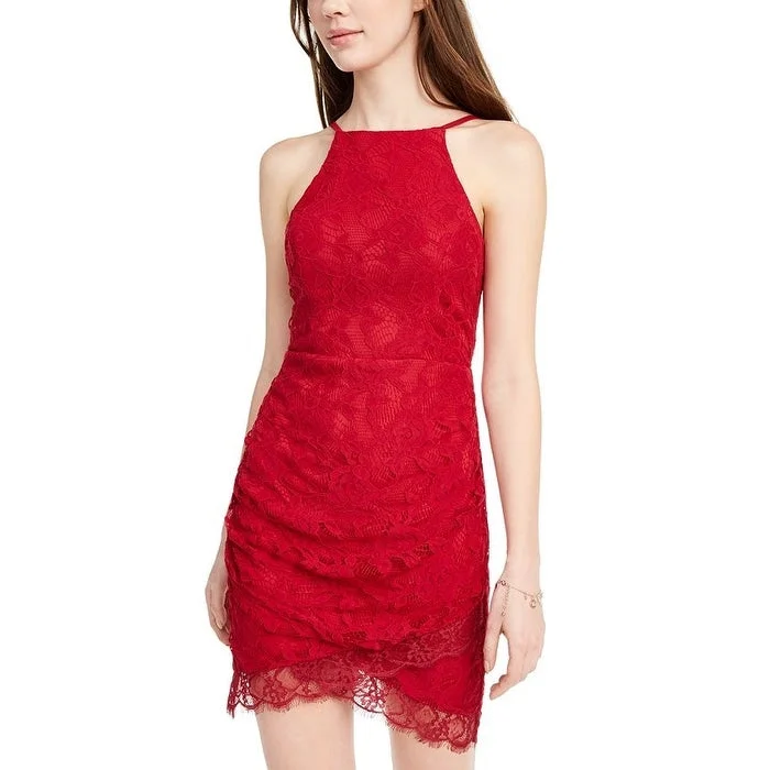 Speechless Junior's Lace Halter Wrap Skirt Dress Red Size Xx-Large