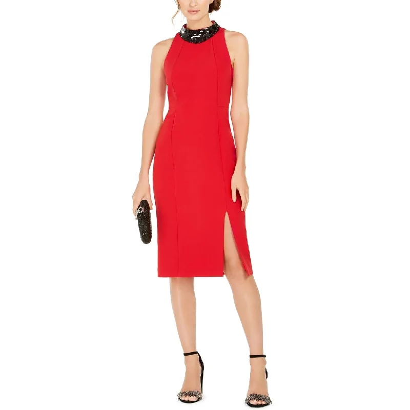 Taylor Women's Sequin-Embellished Sleeveless Sheath Dress Red Size 16