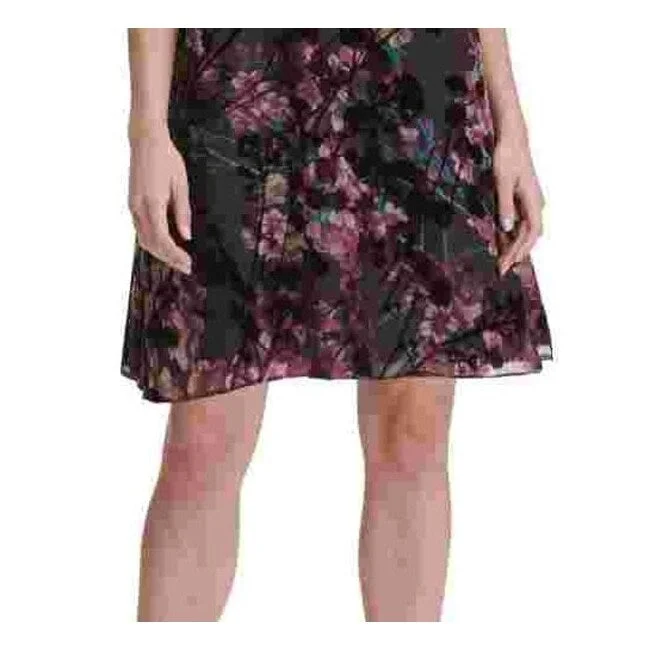 Tommy Hilfiger Women's Mock-Neck Floral Chiffon Dress Purple Size 16