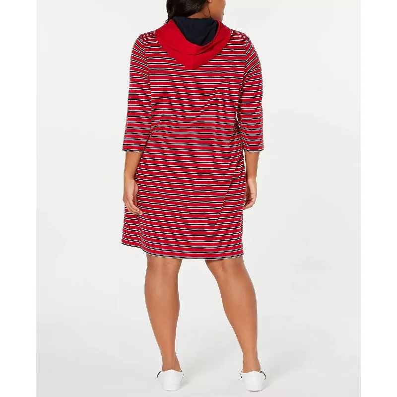 Tommy Hilfiger Women's Striped Hoodie Dress Red Size X-Small