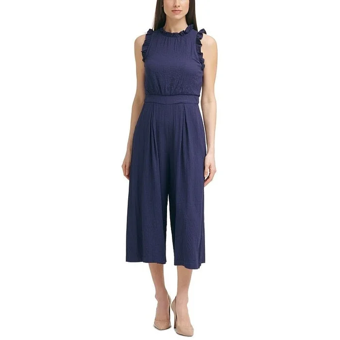 Vince Camuto Women's Ruffle Wide Leg Jumpsuit Blue Size 14