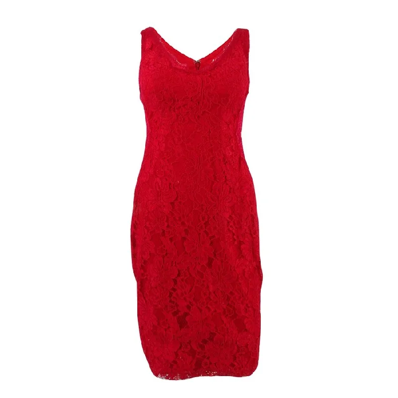 X By Xscape Women's V-neck Lace Sheath Dress