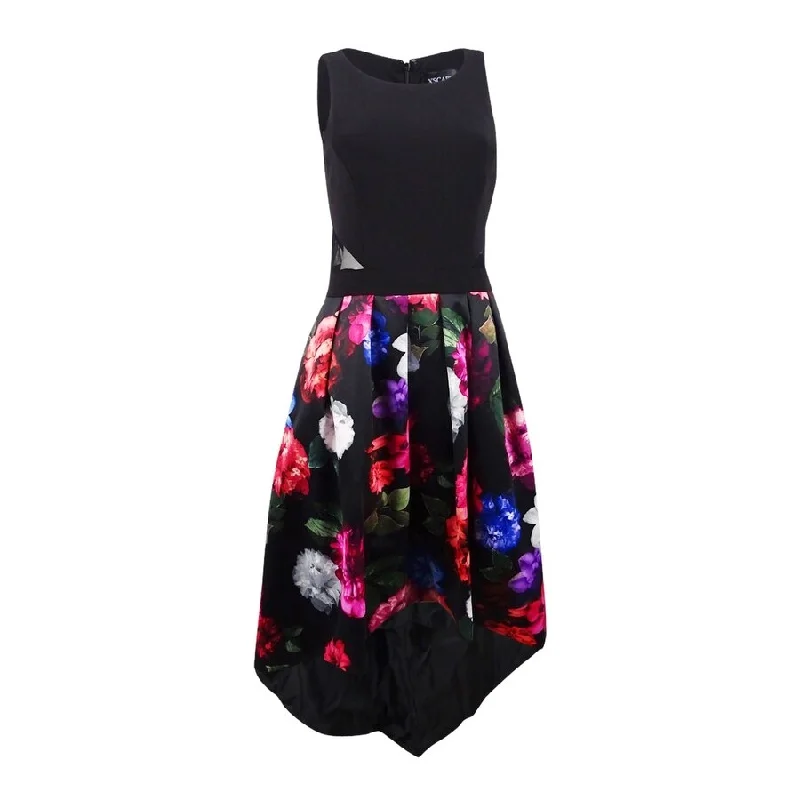 Xscape Women's Floral-Print A-line Dress (12, Black Multi)