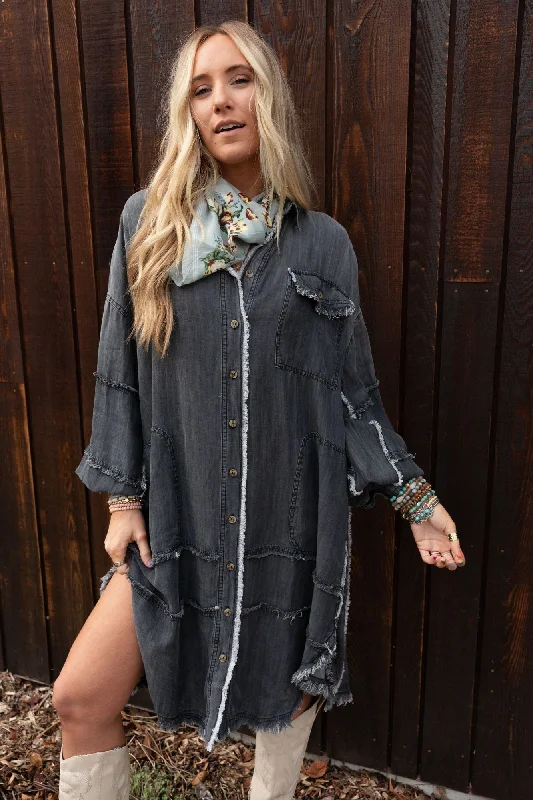 Ophelia Oversized Denim Dress - Black Denim