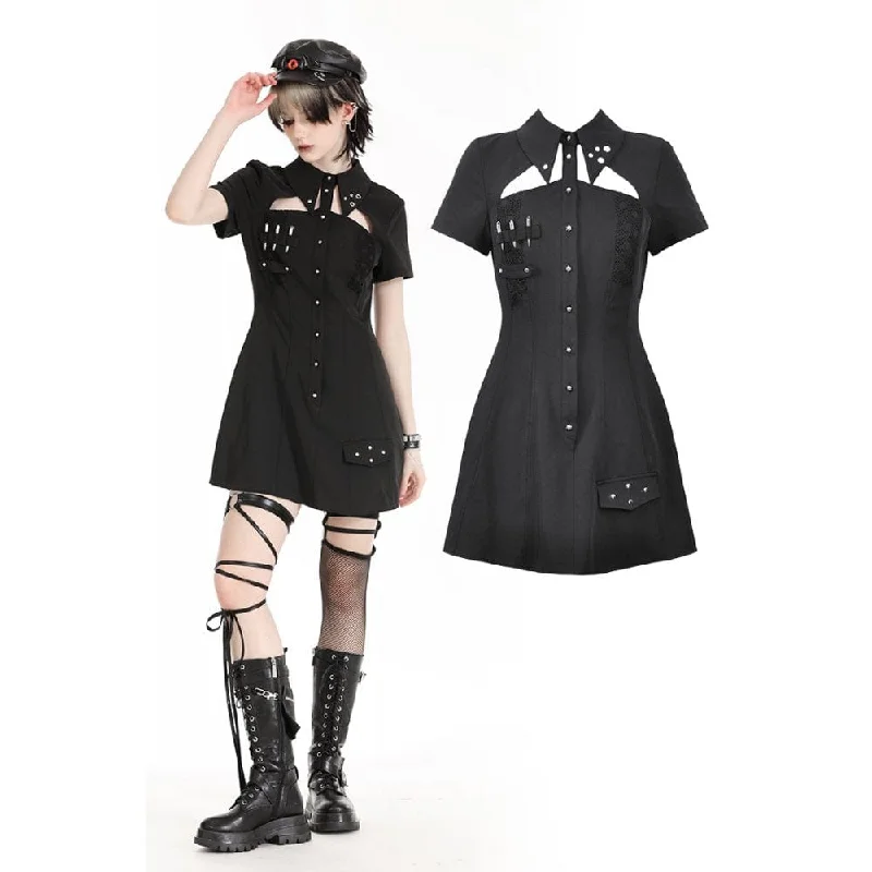 Women's Gothic Turn-down Collar Cutout Homecoming Dress