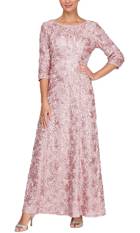 Alex Evenings 81122539 - Floral Quarter Sleeve Formal Dress