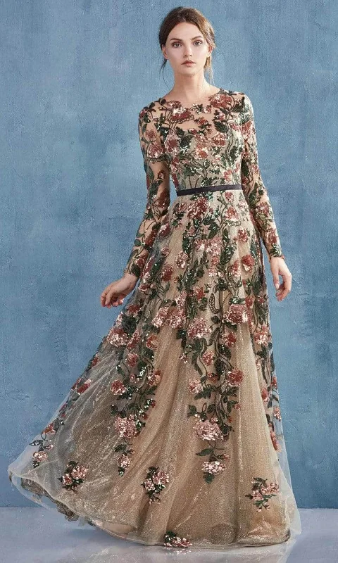 Andrea and Leo A0926 - Long Sleeve Floral Evening Gown