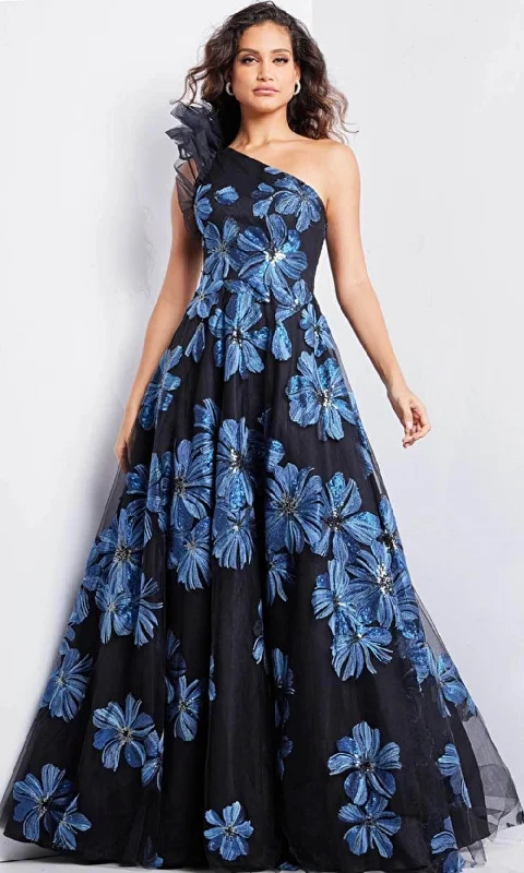 Jovani 36717 - Floral A-Line Evening Gown