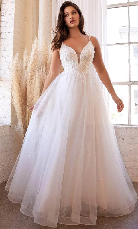 Ladivine CD0154W - Pearl Beaded Tulle A-line Bridal Dress