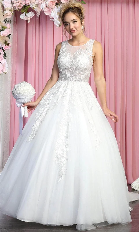 May Queen RQ7900 - Sleeveless Illusion Jewel Neckline Wedding Dress