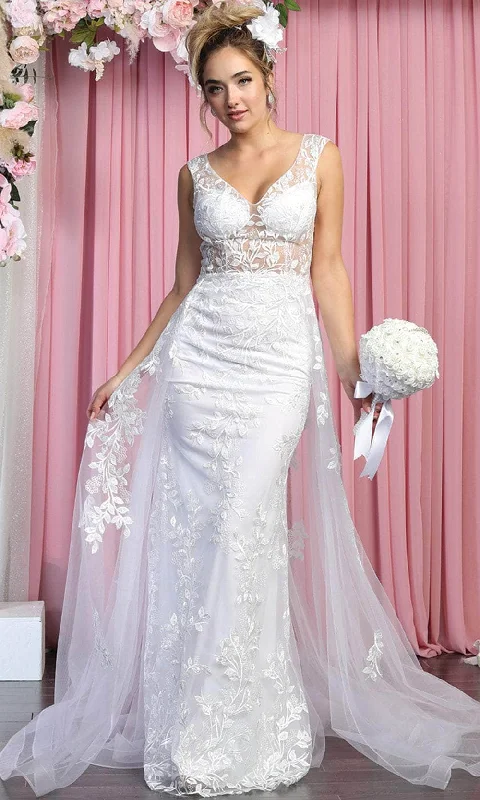 May Queen RQ7904 - Sleeveless V-neck Wedding Gown