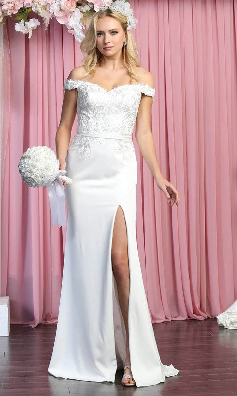 May Queen RQ7914 - Off-shoulder Sweetheart Neck Wedding Dress