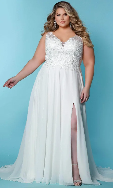 Sydney's Closet Bridal SC5295 - Chiffon-Made A-line Sleeveless Gown